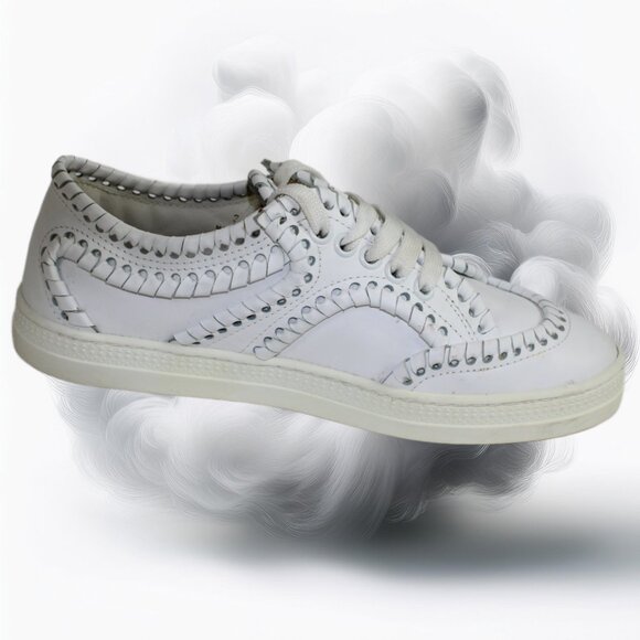 Alaia Tacco White Leather Bold Overcast Accent Stitch Lace-Up, Size 36 (US 6) - Picture 6 of 13